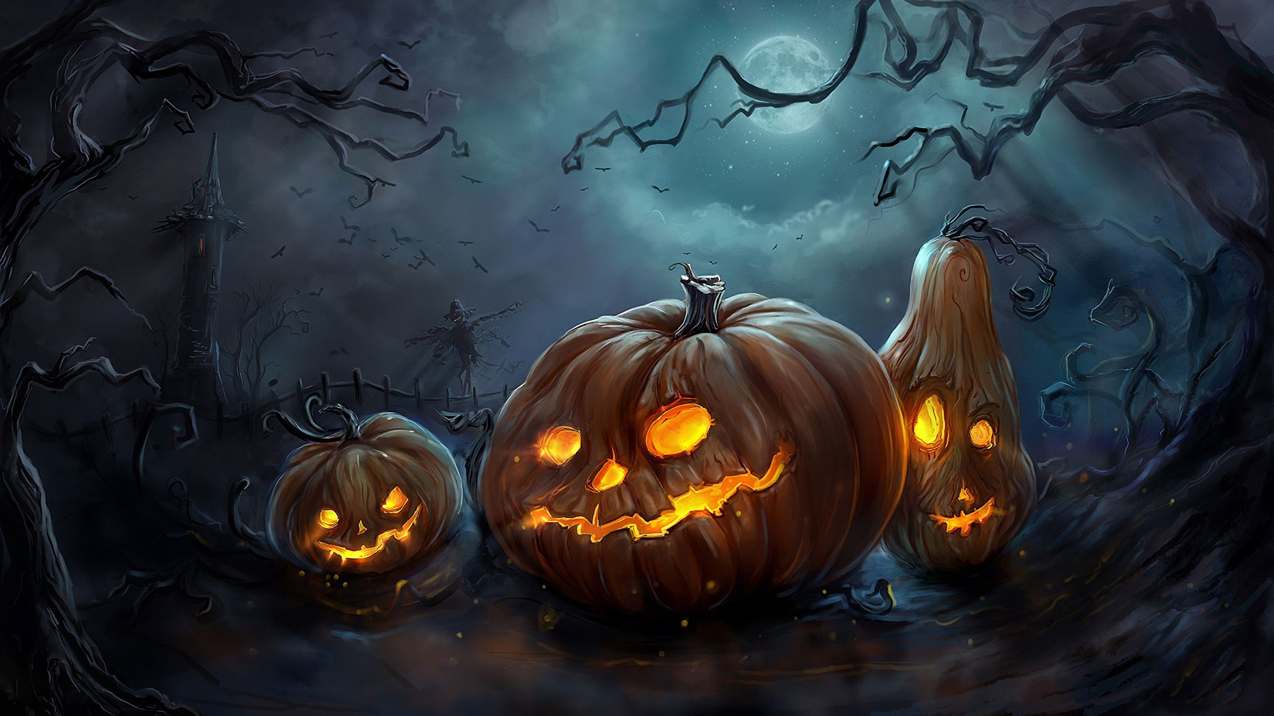 Halloween Pumpkin İllustration Full HD Wallpaper