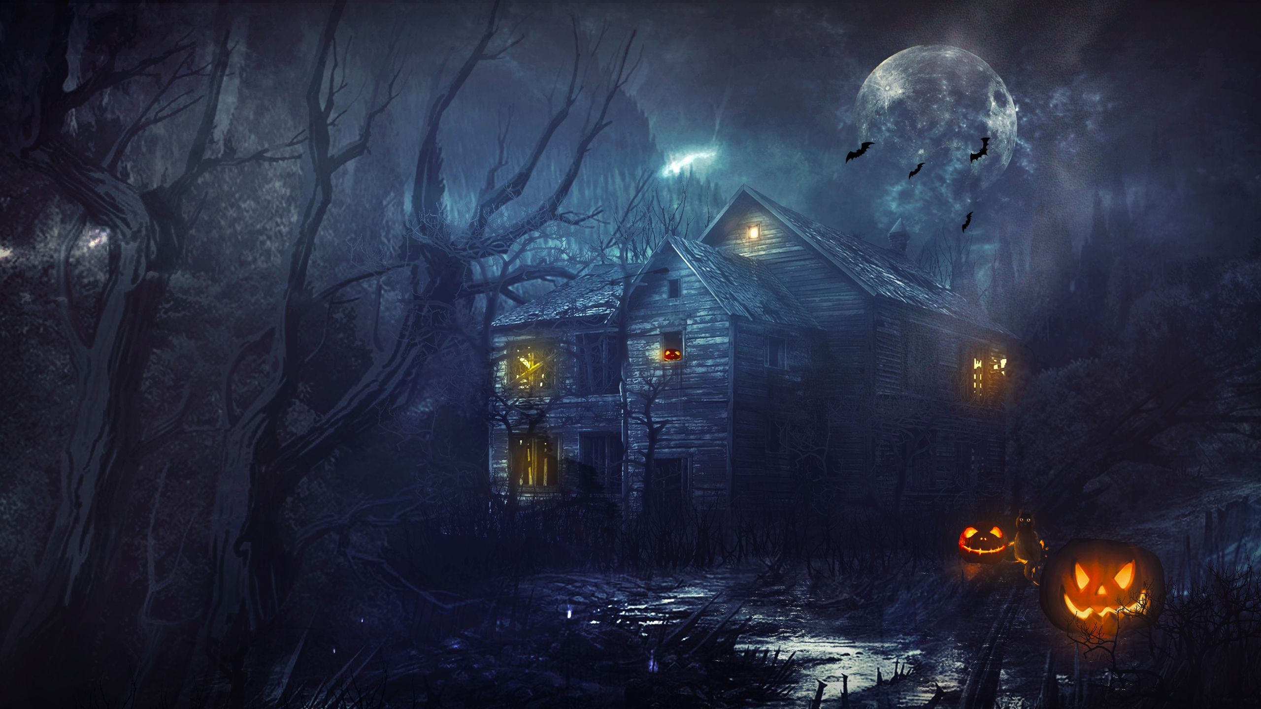 Halloween Scary House HD Wallpaper
