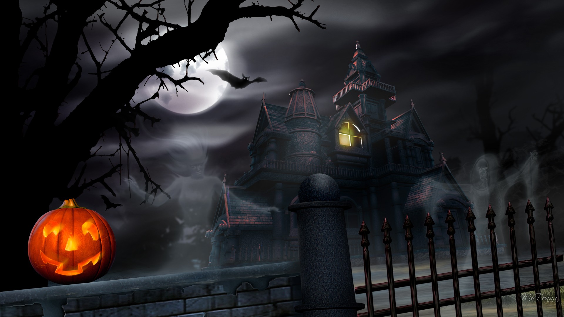Full HD Haunted House 1920x1080 black,green Desktop and Mobile Wallpapers